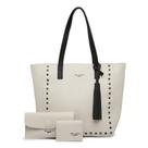 Bolsa Ombro Feminina 3 Peças +Carteira +Porta Cartão Branco