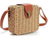 Bolsa palha sintética de praia quadrada