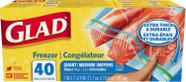Bolsa para freezer Glad Zipper Quart, 40 unidades, sem BPA