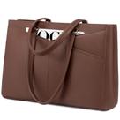 Bolsa para laptop LOVEVOOK para mulheres de 15,6 polegadas de couro impermeável marrom