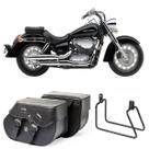Bolsa Para Moto Custom Alforge Lateral 30 Litros + Afastador Honda Shadow 750 2011 até 2014