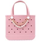 Bolsa Pearls Charm QTKJ, acessório, fivela de metal, 28 cm