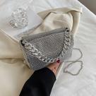 Bolsa Pequena Brilhosa Malha de Strass Mão Ombro Festa Noite