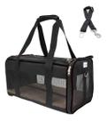 Bolsa Pet Transporte Avião Passeio Viagem Preto + Cinto de Segurança