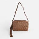 Bolsa Poppy em Couro com Detalhe em Franja Caramelo