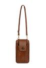 Bolsa porta celular feminina em couro croco Luna - Bolsa porta celular feminina em couro croco Luna -