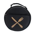 Bolsa Porta Pratos Personalizado Talheres Preto 4 pratos Festa Almoço Presente Aniversários Ami