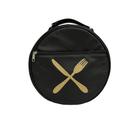 Bolsa Porta Pratos Personalizado Talheres Preto Couro Legítimo