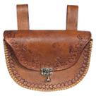Bolsa Pouch Runas Marrom Medieval Couro De Cintura