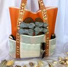 Bolsa Praia Bolsos - Laranja/Branco