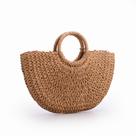 Bolsa Praia Feminina Palha Forrada Meia Lua Artesanal Luxo