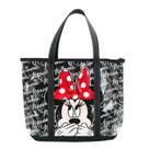 Bolsa preto transparente minnie assinaturas 32x10x42cm - disney
