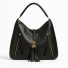 Bolsa Saco Feminina Caramelo Grande material sintético Texturizado com ZÌperes e Pingente Espaçosa e Sofisticada