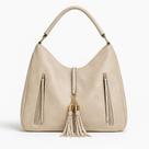 Bolsa Saco Feminina Caramelo Grande material sintético Texturizado com ZÌperes e Pingente Espaçosa e Sofisticada