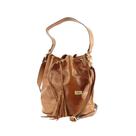 Bolsa Saco Feminina Transversal em Couro Legitimo Caramelo