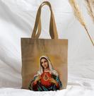 Bolsa Sacola Artesanal de Tecido Imaculado Coração de Maria