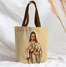 Bolsa Sacola Artesanal de Tecido Jesus cálice bege Bolsa Sacola Artesanal de Tecido Jesus cálice bege