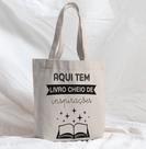 Bolsa Sacola Artesanal de Tecido Livro Inspirações Bege Bolsa Sacola Artesanal de Tecido Livro Inspirações Bege