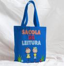 Bolsa Sacola Artesanal de Tecido Sacola de Leitura Azul Crianças