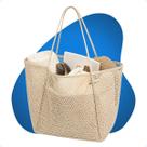 Bolsa Sacola De Ombro Grande Tecido Espaçosa Compras E Praia