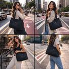 Bolsa Sacola Ecobag Algodão Cru Leve Vários Bolsos Ombro Casual Escola Trabalho Sair