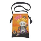 Bolsa sacola em tecido coleta de doces halloween - esqueleto caveira
