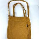 Bolsa Sacola Feminina Veludo Cotelê Casual Escolar Faculdade Bolsa Tote Retrô mostarda
