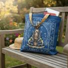 Bolsa Sacola Tecido Ecobag Nossa Senhora Aparecida Azul Marinho
