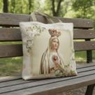 Bolsa Sacola Tecido Ecobag Nossa Senhora De Fátima Bege