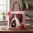 Bolsa Sacola Tecido Ecobag Santa Teresinha Rosa