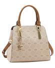 Bolsa Satchel Monograma Pontilhado - Alça de Mão - Chenson 3485532 - Bege Bolsa Satchel Monograma Pontilhado - Alça de Mão - Chenson 3485532 - Bege