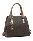 Bolsa Satchel Monograma Pontilhado - Alça de Mão - Chenson 3485532 - Café Bolsa Satchel Monograma Pontilhado - Alça de Mão - Chenson 3485532 - Café