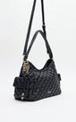Bolsa Shoulder Matelasse Charm Lança Perfume Preta E Bege Cor:Preto