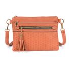 Bolsa sintetica laranja com franja
