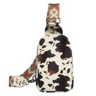 Bolsa Sling Mzjeaziany - Estampa de Vaca - Bolsa de Peito em Couro PU para Mulheres