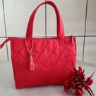 Bolsa Social de tecido Suede, cor vermelha