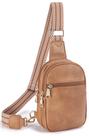 Bolsa Telena Small Vegan Leather Sling Bag Camel Brown Bolsa Telena Small Vegan Leather Sling Bag Camel Brown