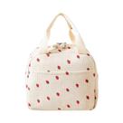 Bolsa Térmica De Corduroy Com Estampa De Morango, Portátil E Com Alça, Ideal Para Outono E Inverno,