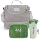 Bolsa Térmica Lancheira Necessaire Alça Ombro Kit Marmita e Copo Box Fitness Escola Trabalho Verde