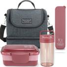 Bolsa Térmica Lancheira Necessaire Concept Kit Pote Marmita Lanches 2 Compartimentos Copo com Alça e Tampa Porta Talher