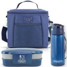 Bolsa Térmica Lancheira Necessaire + Pote Marmita 2 Andares Divisórias + Garrafa Squeeze Bico com Tampa e Trava Alça Mão Bolsa Térmica Lancheira Necessaire + Pote Marmita 2 Andares Divisórias + Garrafa Squeeze Bico com Tampa e Trava Alça Mão