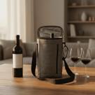 Bolsa Térmica Wine bag Porta Vinho 2 Garrafas Oxford Cinza Impermeável Premium