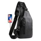 Bolsa tipo estilingue masculina Seoky Rop, antifurto, couro PU, preta