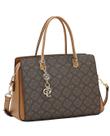 Bolsa tipo Tote Monograma Pontilhado - Alça de Mão - Chenson 3485531 - Café