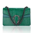 Bolsa tiracolo Aiqudou com estampa de cobra, couro, verde, feminina
