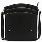 Bolsa tiracolo ALYSSA, bolso com zíper triplo, grande, preta