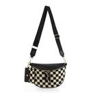 Bolsa tiracolo, bolsa para mulheres, xadrez, lona preta