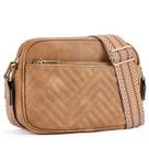 Bolsa tiracolo BOSTANTEN em material vegano acolchoado marrom camelo