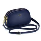 Bolsa tiracolo Dgffan com zíper triplo pequena em couro genuíno azul