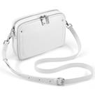 Bolsa tiracolo em couro genuíno protegida por RFID branca Bolsa tiracolo em couro genuíno protegida por RFID branca